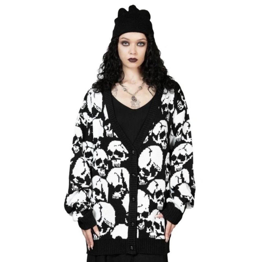 Killstar bone idle skull print oversized‎ sweater small